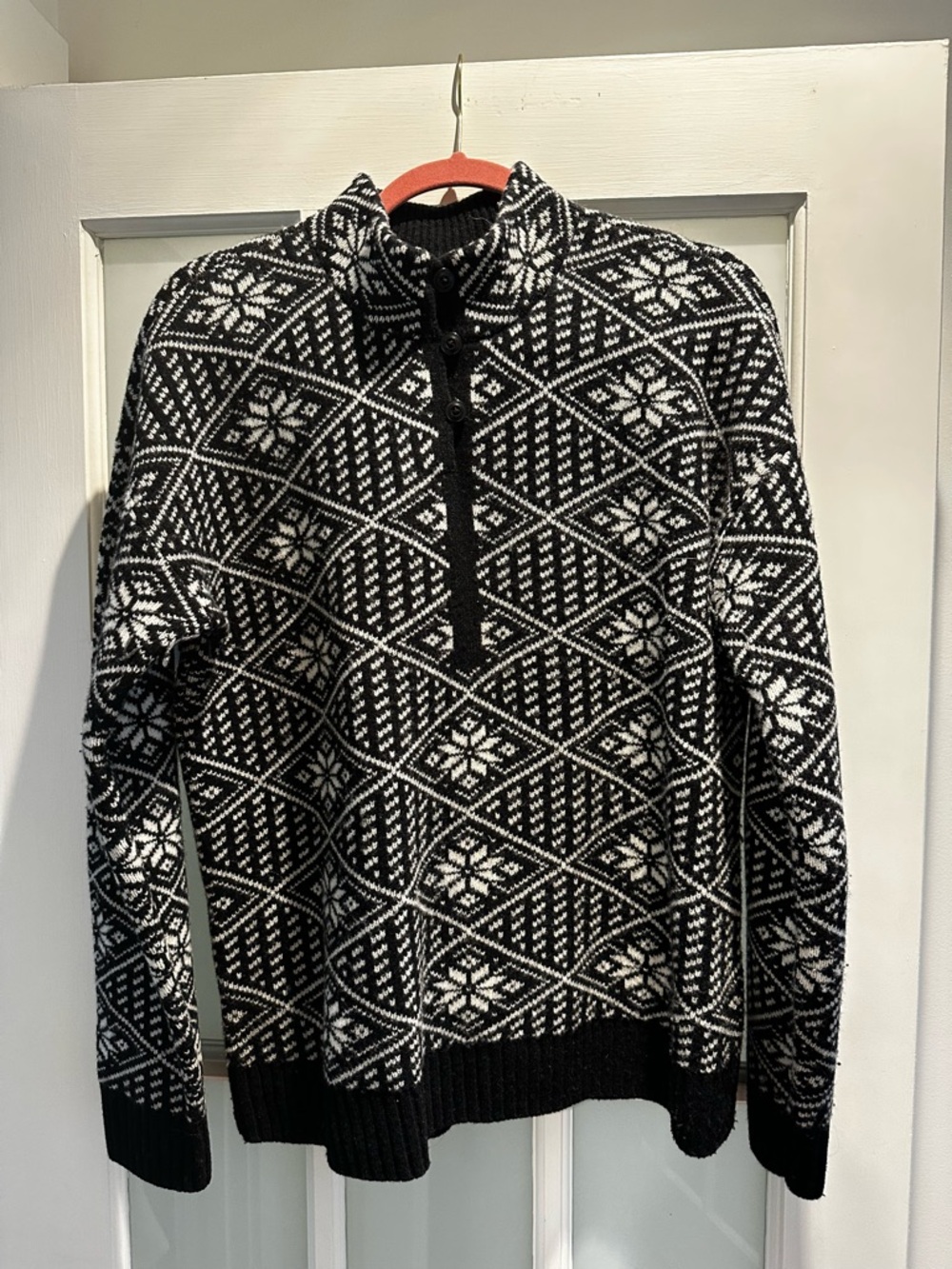 LLBean Signature Black & White Nordic Sweater